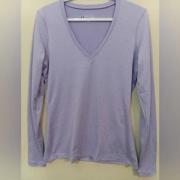 Under Armour Women's Light Purple V-Neck Long Sleeve Top - Picture 5 of 9